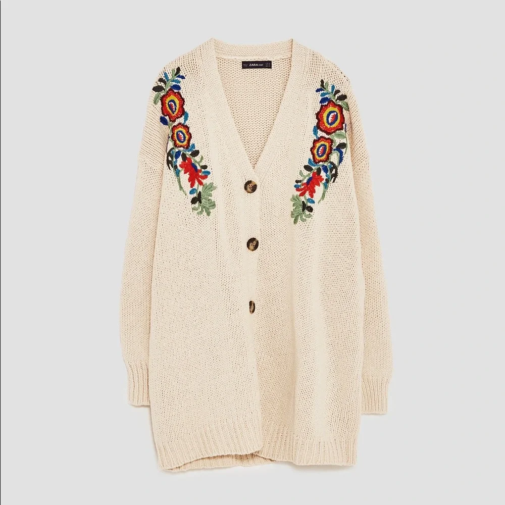 Z A R A Embroidered Cardigan - Picture 6 of 6